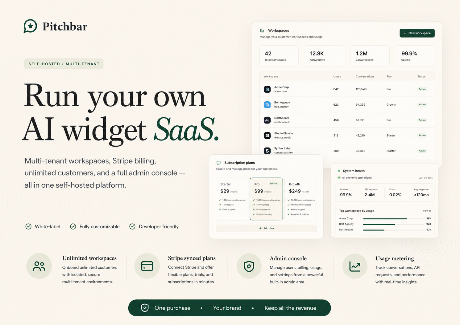 Pitchbar — self-hosted AI sales widget for any website