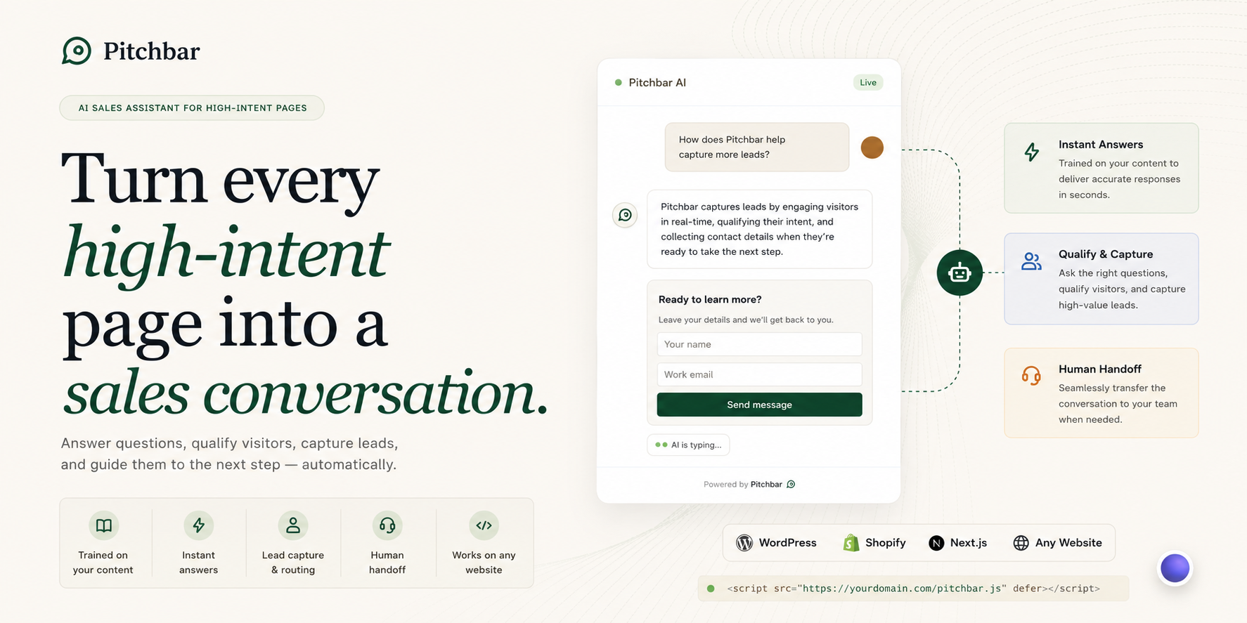 Build AI agents with custom persona, theme, and knowledge sources